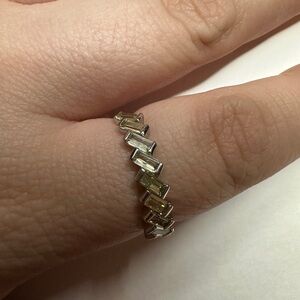 Silver and green ring